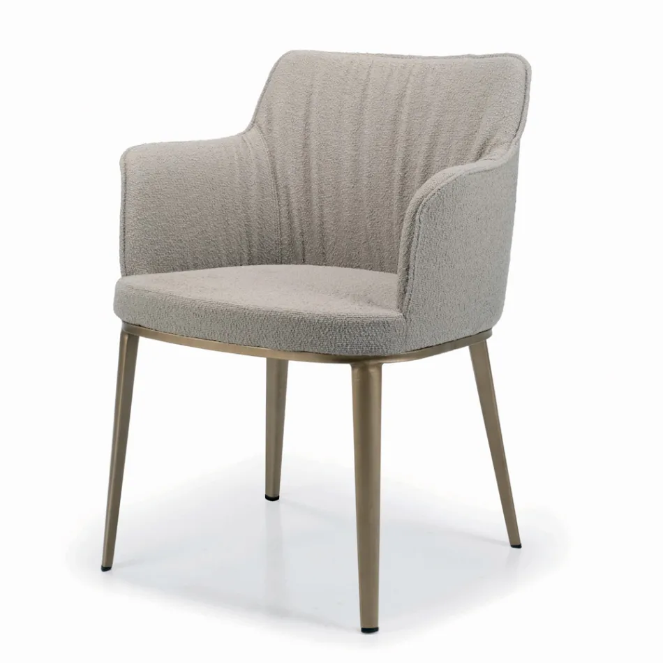 Chair with Armrests with Upholstered Seat and Steel Legs Made in Italy - Ascoli Viadurini