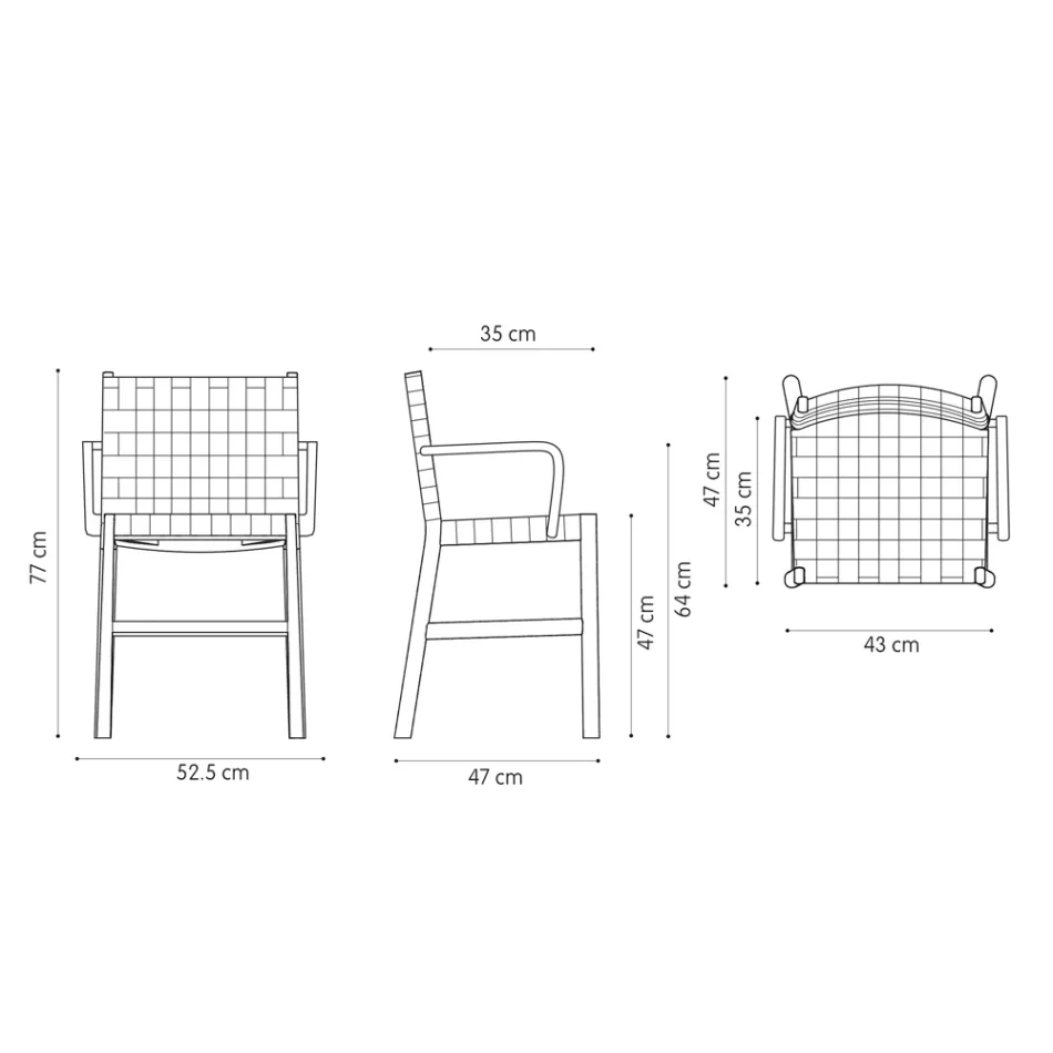 Chair with Armrests in Bleached Beech and Leather Seat Made in Italy - Nora Viadurini
