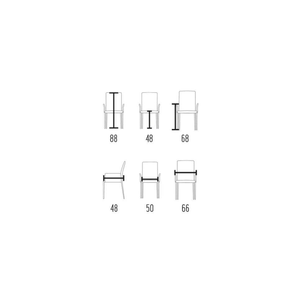 Chair with Armrests Upholstered in Ivory Leather Made in Italy - Shell Viadurini