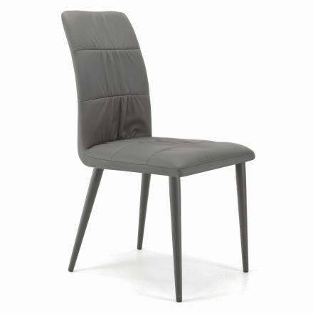 Chair with Lacquered Steel Legs and Upholstered Seat Made in Italy - Brescia Viadurini