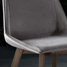 Chair with Wooden Legs and Monocoque Fabric Seat Made in Italy - Hinata Viadurini