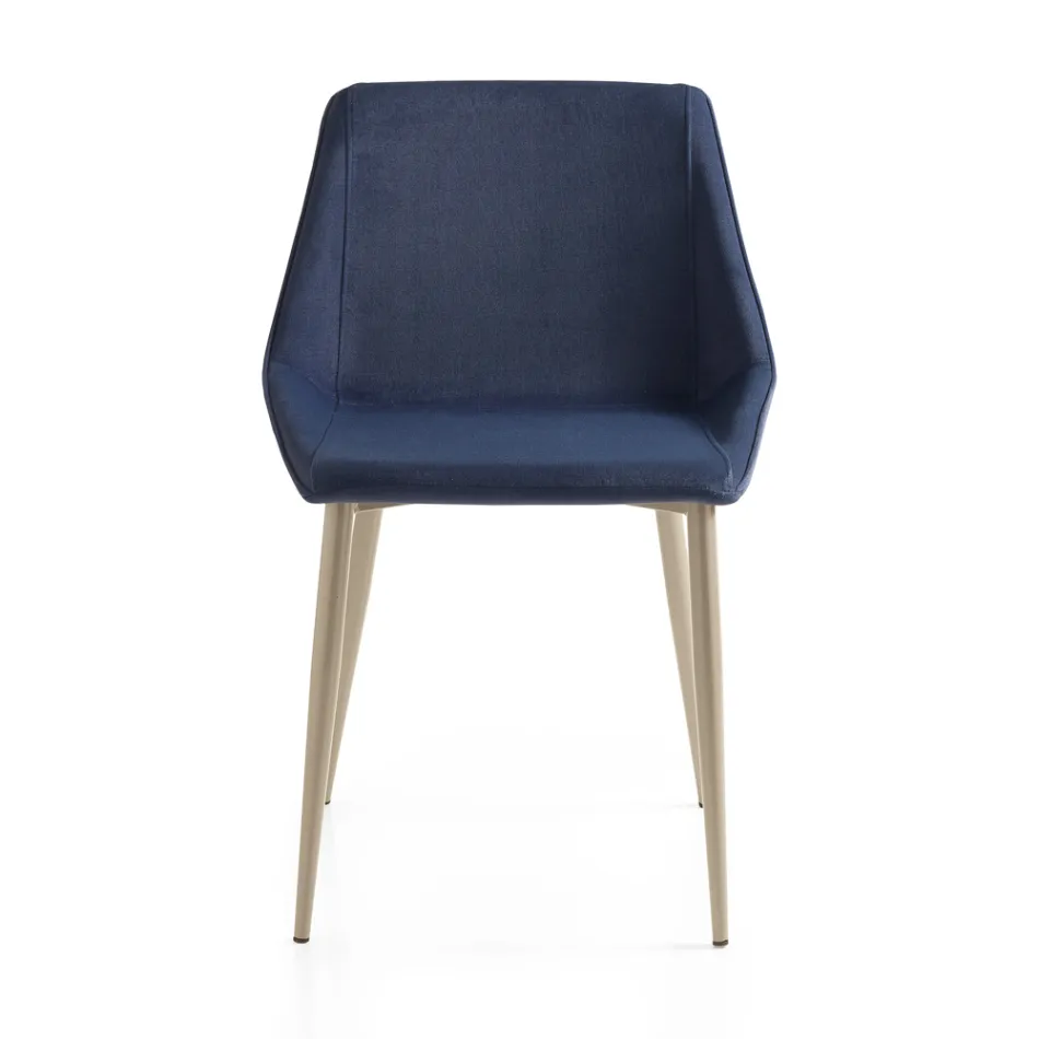 Chair with Metal Legs and Monocoque Fabric Seat Made in Italy - Hinata Viadurini