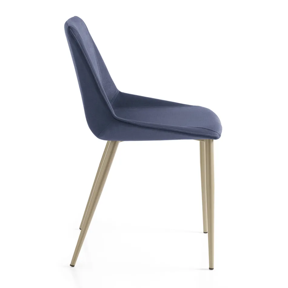 Chair with Metal Legs and Monocoque Fabric Seat Made in Italy - Hinata Viadurini