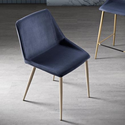 Chair with Metal Legs and Monocoque Fabric Seat Made in Italy - Hinata Viadurini