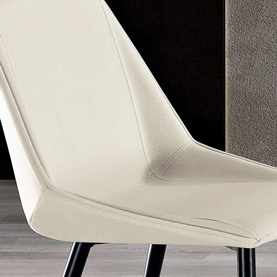 Chair with Metal Legs and Monocoque Fabric Seat Made in Italy - Hinata Viadurini
