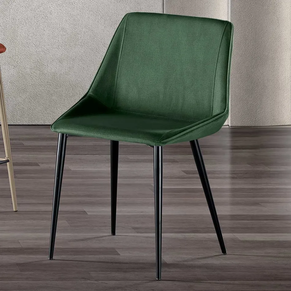 Chair with Metal Legs and Monocoque Fabric Seat Made in Italy - Hinata Viadurini