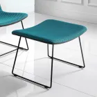 Chair with Footrest in Vulcano Fabric and Metal Legs Made in Italy - Amane Viadurini