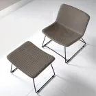 Chair with Footrest in Vulcano Fabric and Metal Legs Made in Italy - Amane Viadurini