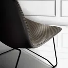 Chair with Footrest in Vulcano Fabric and Metal Legs Made in Italy - Amane Viadurini