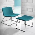 Chair with Footrest in Vulcano Fabric and Metal Legs Made in Italy - Amane Viadurini