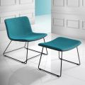 Chair with Footrest in Vulcano Fabric and Metal Legs Made in Italy - Amane