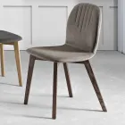 Chair with Monocoque Fabric Seat and Wooden Legs Made in Italy - Nezoku Viadurini