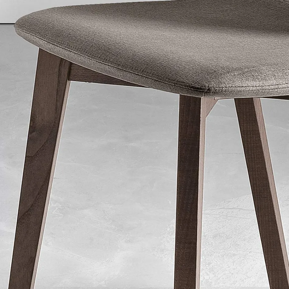 Chair with Monocoque Fabric Seat and Wooden Legs Made in Italy - Nezoku Viadurini