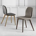 Chair with Monocoque Fabric Seat and Wooden Legs Made in Italy - Nezoku Viadurini