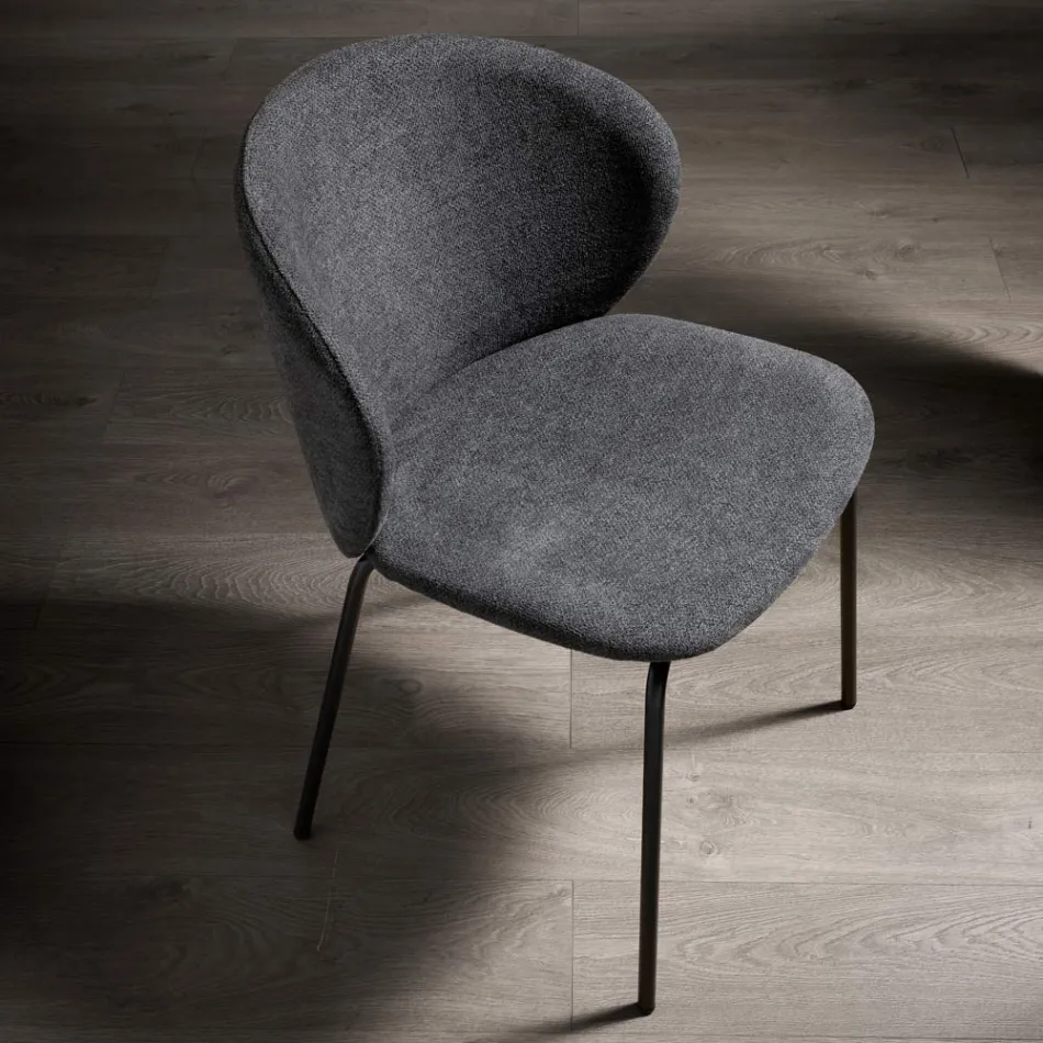 Chair with Monocoque Fabric Seat and Metal Legs Made in Italy - Ichigo Viadurini