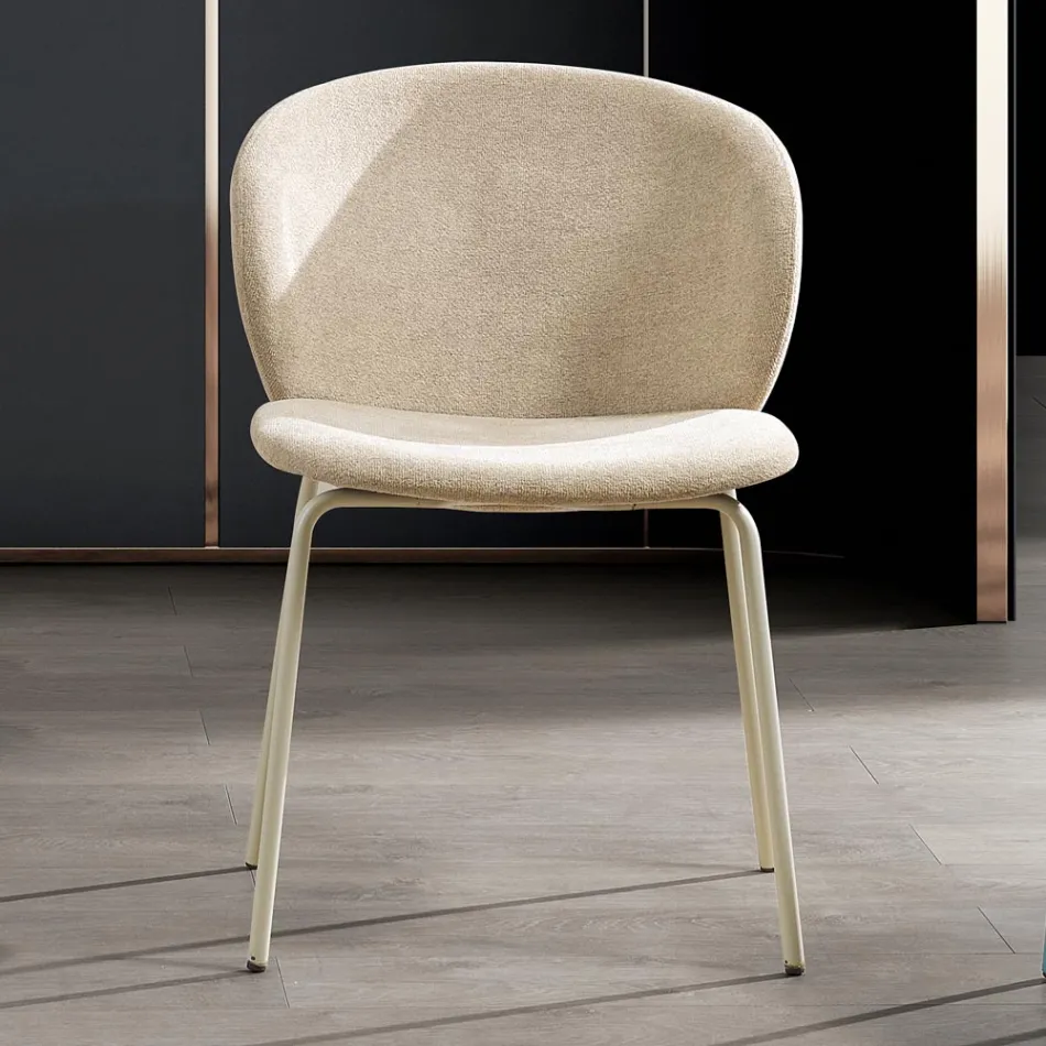 Chair with Monocoque Fabric Seat and Metal Legs Made in Italy - Ichigo Viadurini