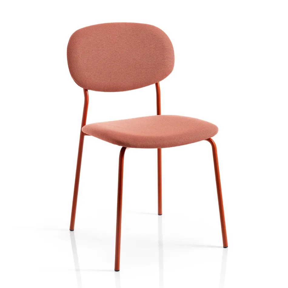 Chair with Metal Structure, Seat and Back in Fabric - Serenella Viadurini