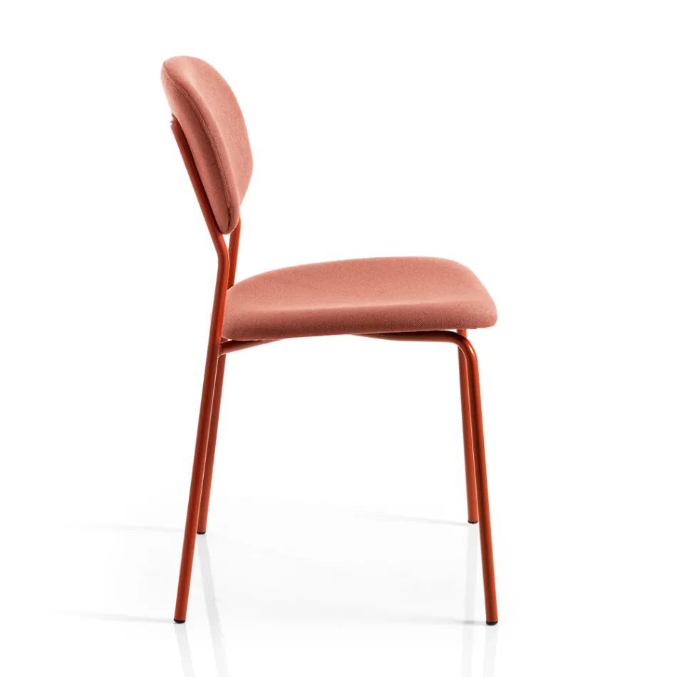 Chair with Metal Structure, Seat and Back in Fabric - Serenella Viadurini