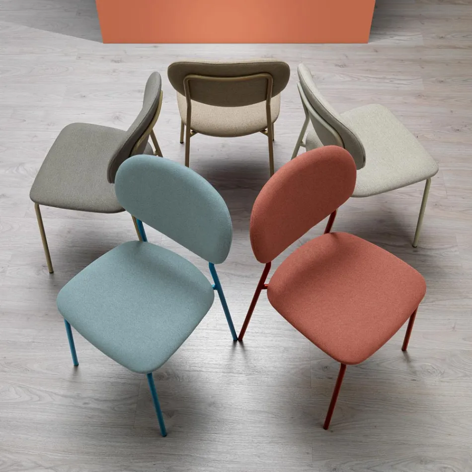 Chair with Metal Structure, Seat and Back in Fabric - Serenella Viadurini