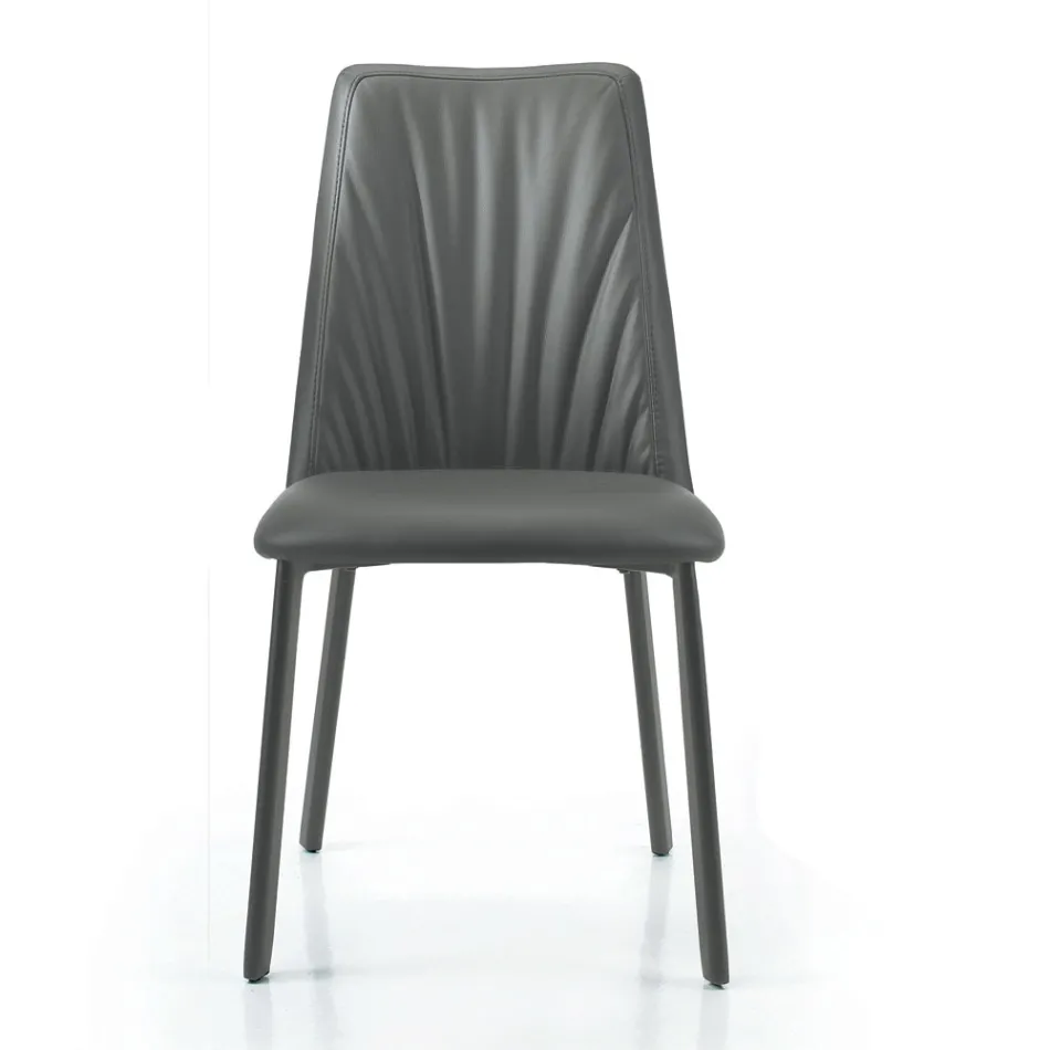 Kitchen Chair in Faux Leather and Steel Made in Italy 4 Pieces - Alexia Viadurini