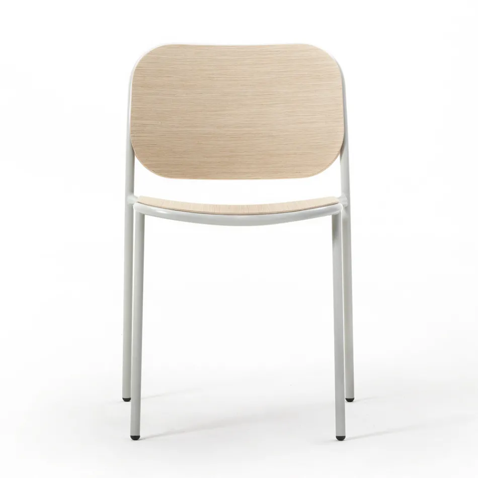 Kitchen Chair in Wood and Painted Metal Made in Italy 2 Pieces - Saffia Viadurini