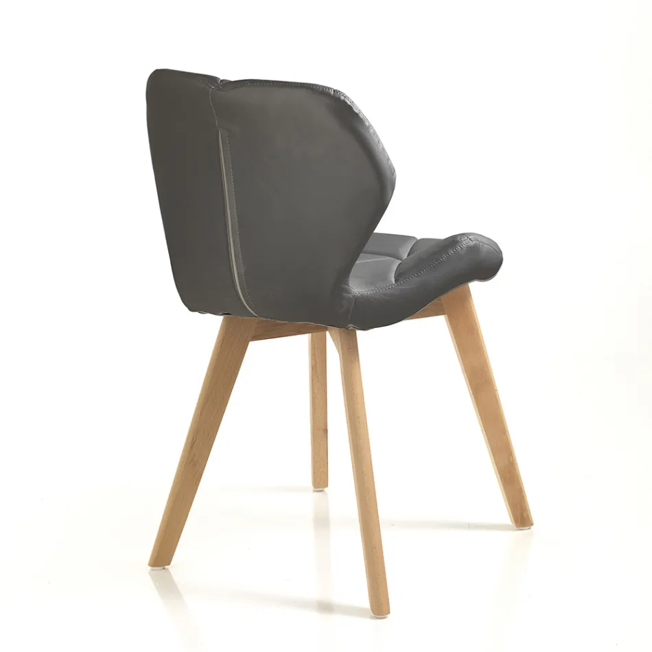 Kitchen Chair in Synthetic Leather and Solid Wood 2 Pieces - Fiorenzuola Viadurini