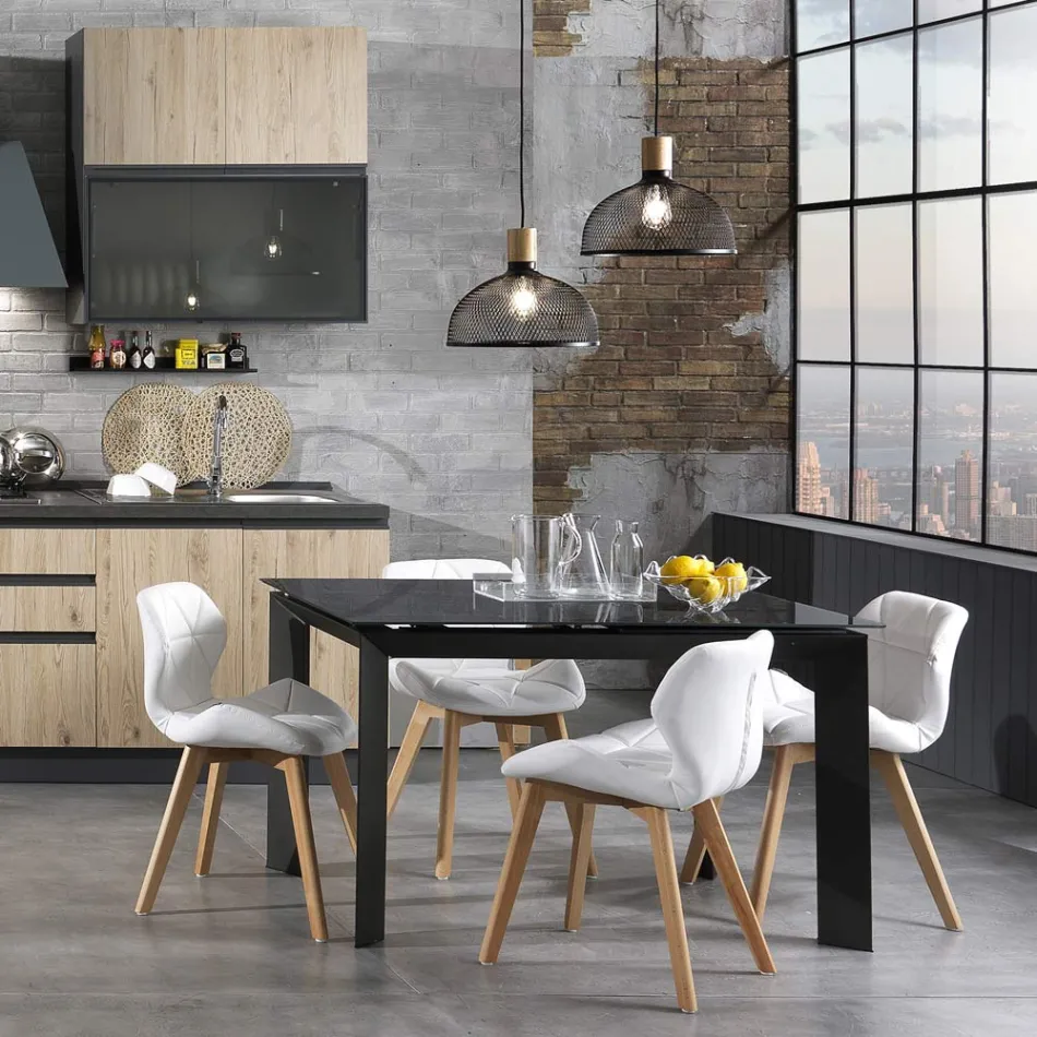 Kitchen Chair in Synthetic Leather and Solid Wood 2 Pieces - Fiorenzuola Viadurini