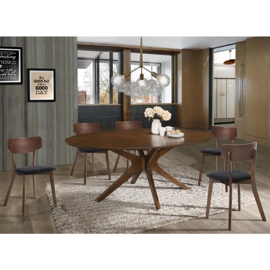 Fabric Kitchen Chair with 2 Piece Solid Wood Structure - Tonino Viadurini