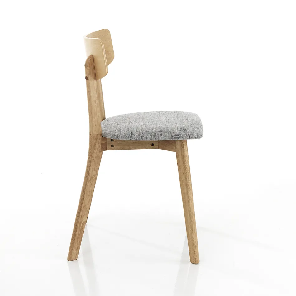 Kitchen Chair in Fabric with Structure in Solid Wood 2 Pieces - Tonino Viadurini