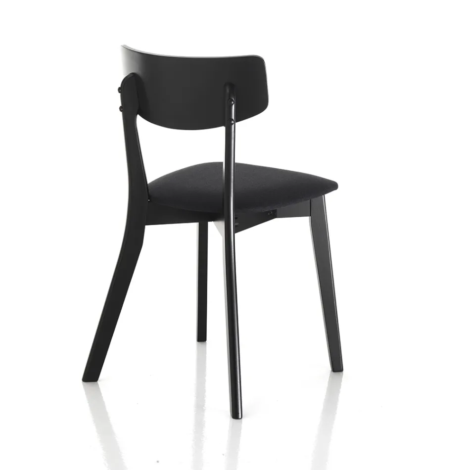 Kitchen Chair in Fabric with Structure in Solid Wood 2 Pieces - Tonino Viadurini