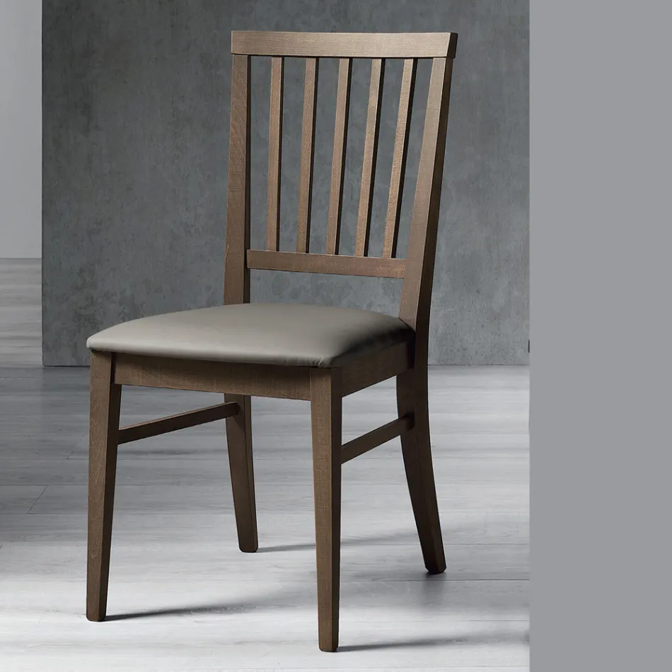 Kitchen Chair Solid Beech Wood and Ecoleather Italian Design - Rosita Viadurini