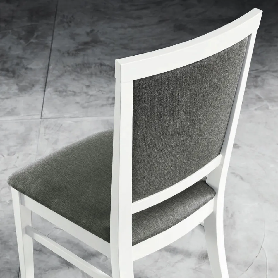Design Kitchen Chair in Beech Wood and Modern Style Fabric - Taver Viadurini