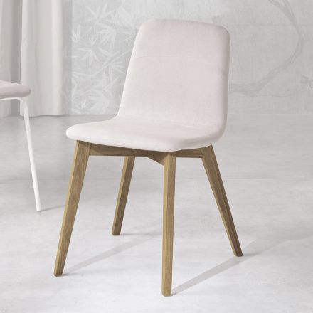 Design kitchen chair in wood and fabric made in Italy, Egizia Viadurini