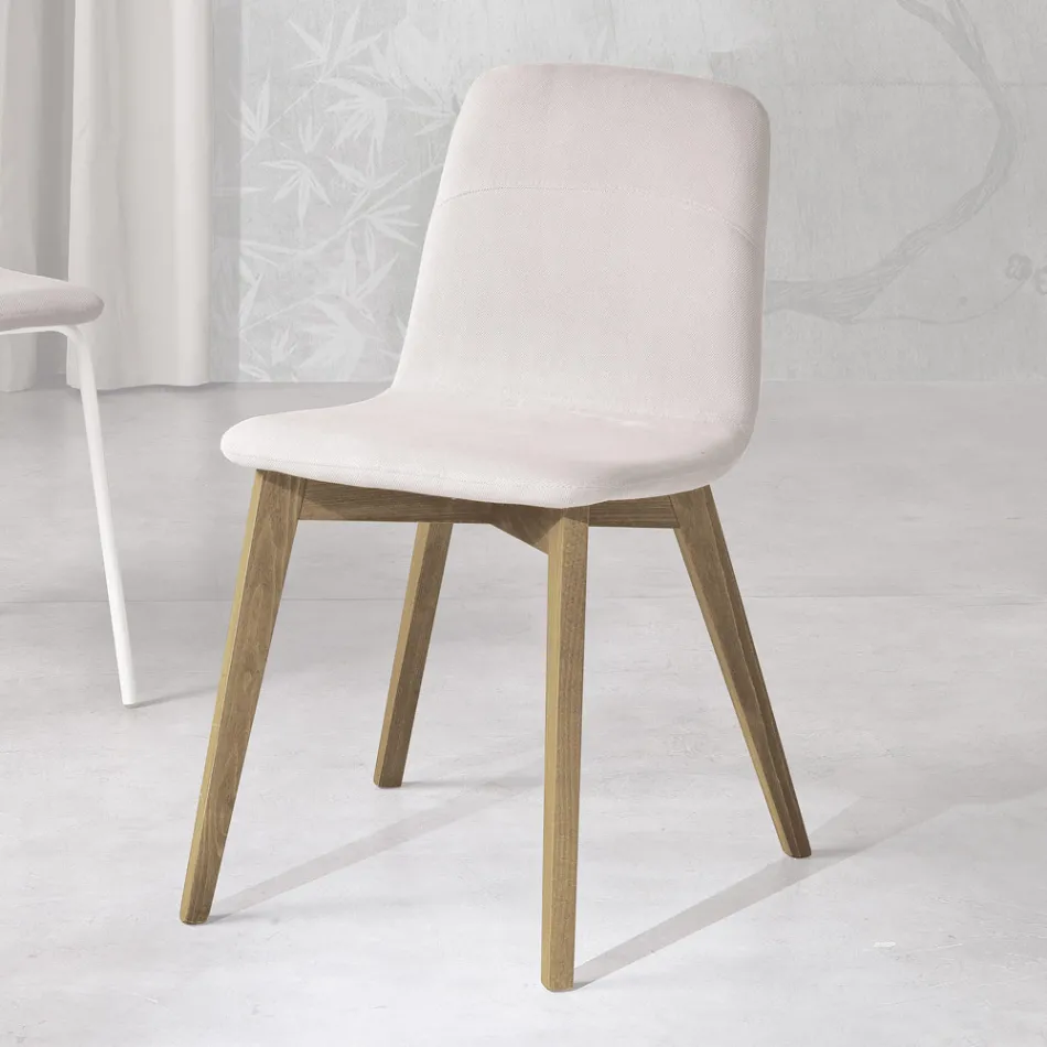 Design kitchen chair in wood and fabric made in Italy, Egizia Viadurini