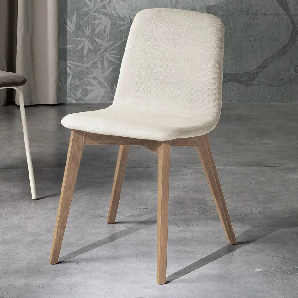 Design kitchen chair in wood and fabric made in Italy, Egizia Viadurini