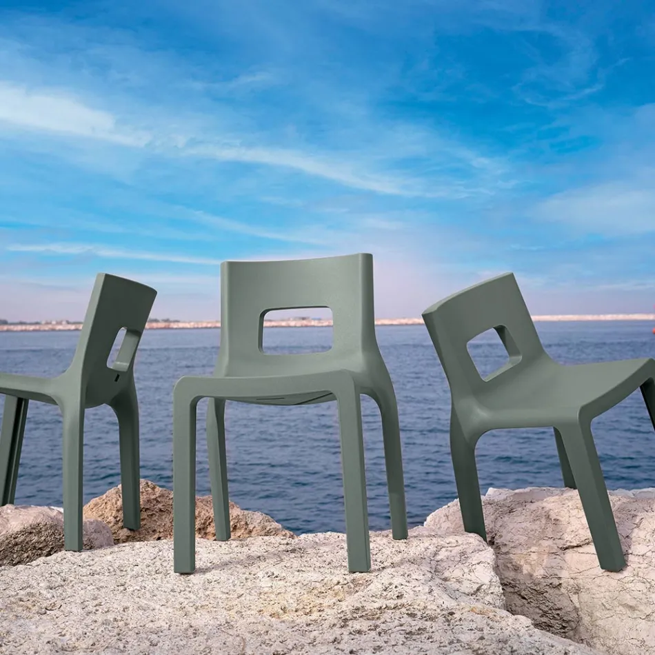 Stackable Kitchen Chair in Polyethylene Made in Italy 2 Pieces - Alassio Viadurini