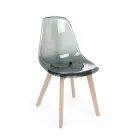 Kitchen Chair in Beech Wood and Polycarbonate Design 4 Pieces - Pisy Viadurini