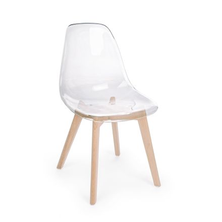Kitchen Chair in Beech Wood and Polycarbonate Design 4 Pieces - Pisy Viadurini