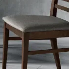 Kitchen Chair in Wood and Seat in Italian Design Fabric - Jeanine Viadurini