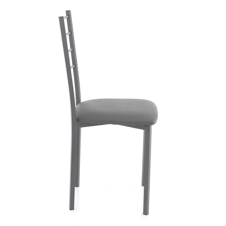 Kitchen Chair in Synthetic Leather and Painted Metal 4 Pieces - Remida Viadurini
