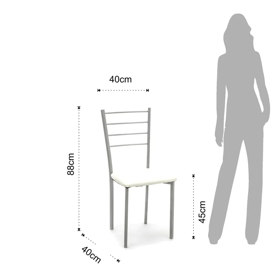 Kitchen Chair in Synthetic Leather and Painted Metal 4 Pieces - Remida Viadurini