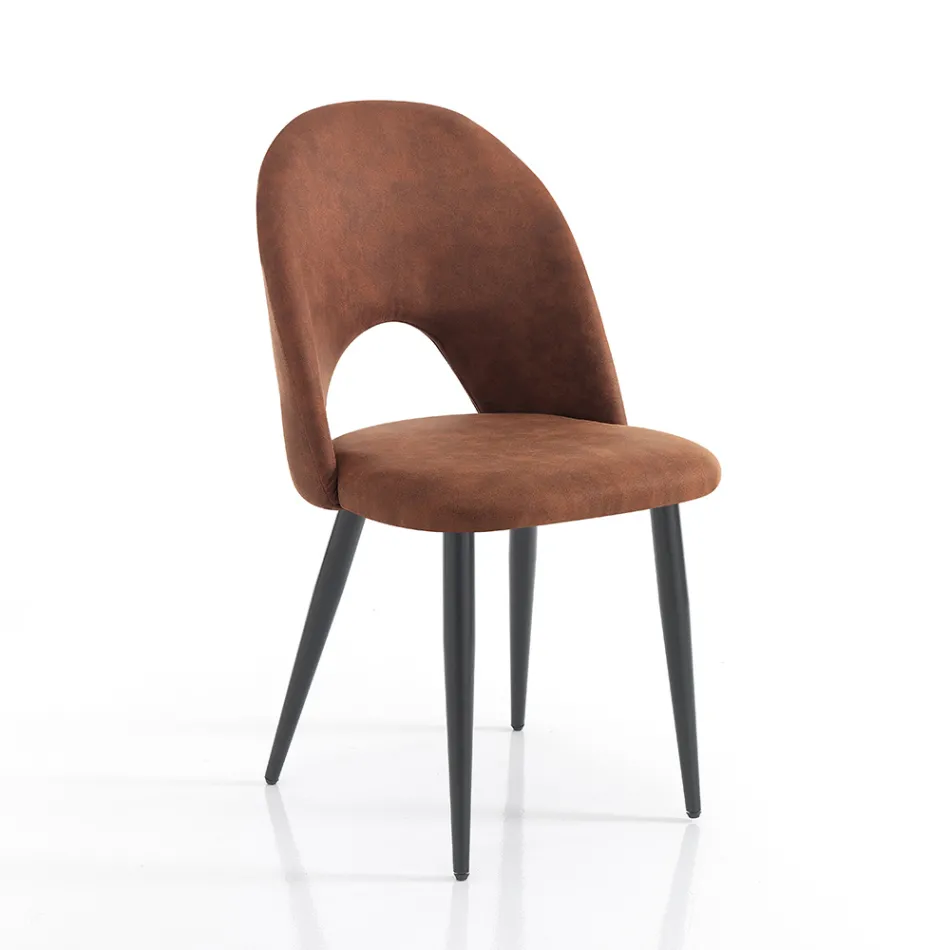 Kitchen Chair in Aged Effect Synthetic Leather 4 Pieces - Renetta Viadurini