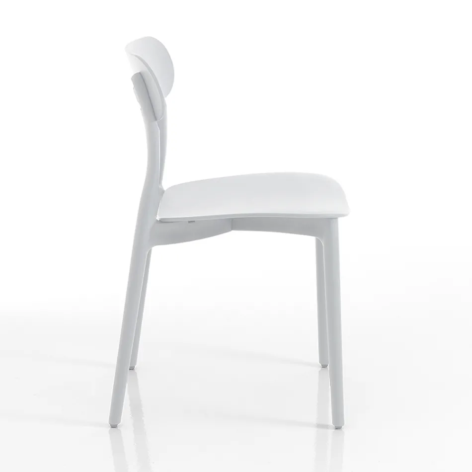 Kitchen Chair in White or Matt Gray Polypropylene 4 Pieces - Milan Viadurini