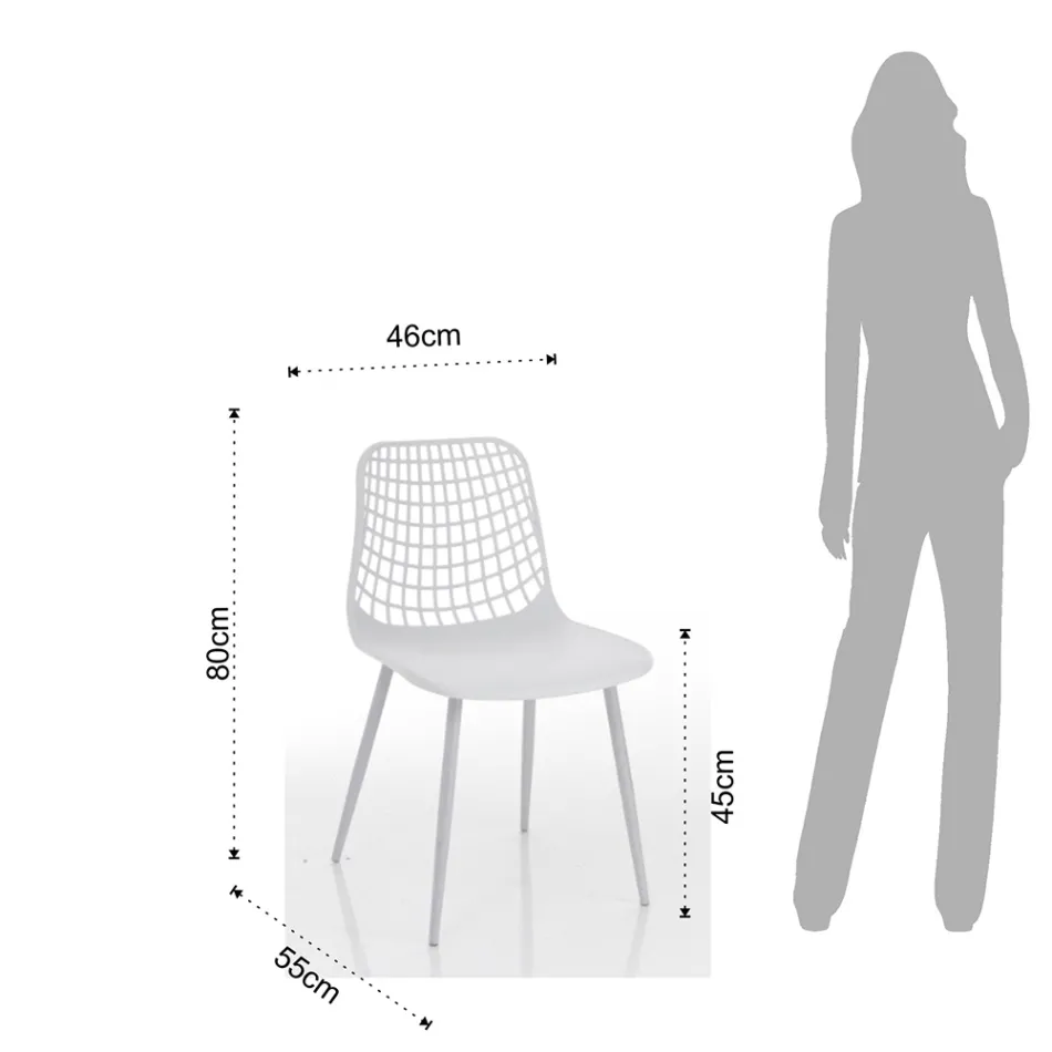 Kitchen Chair in Matt White Polypropylene and Steel 4 Pieces - Beyonce Viadurini