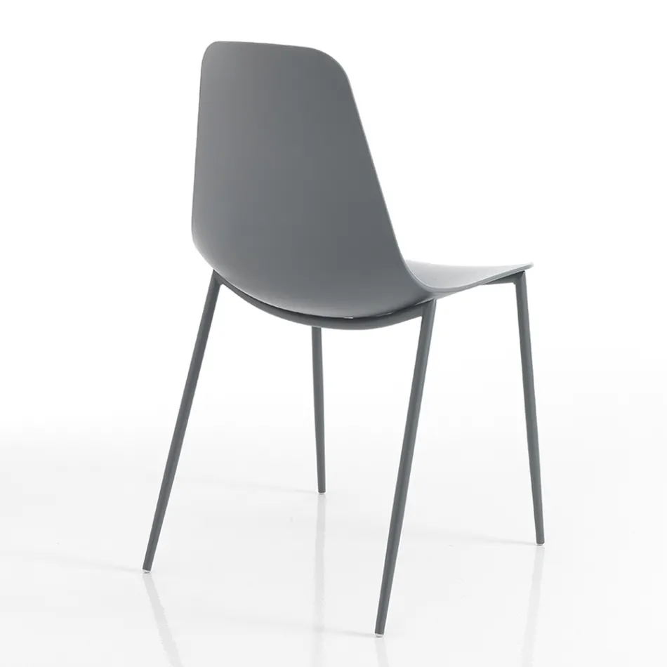 Polypropylene Kitchen Chair with Steel Legs 4 Pieces - Pinga Viadurini