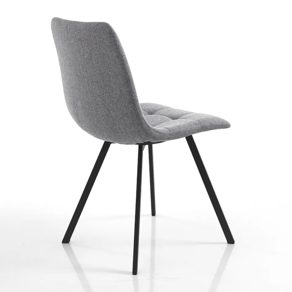 Kitchen Chair in Gray Fabric and Matt Black Steel 4 Pieces - Ventura Viadurini