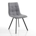 Kitchen Chair in Gray Fabric and Matt Black Steel 4 Pieces - Ventura