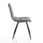 Kitchen Chair in Gray Fabric and Matt Black Metal 2 Pieces - Scirocco Viadurini