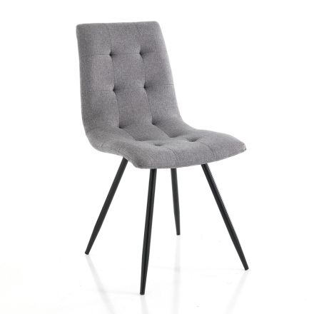 Kitchen Chair in Gray Fabric and Matt Black Metal 2 Pieces - Scirocco Viadurini