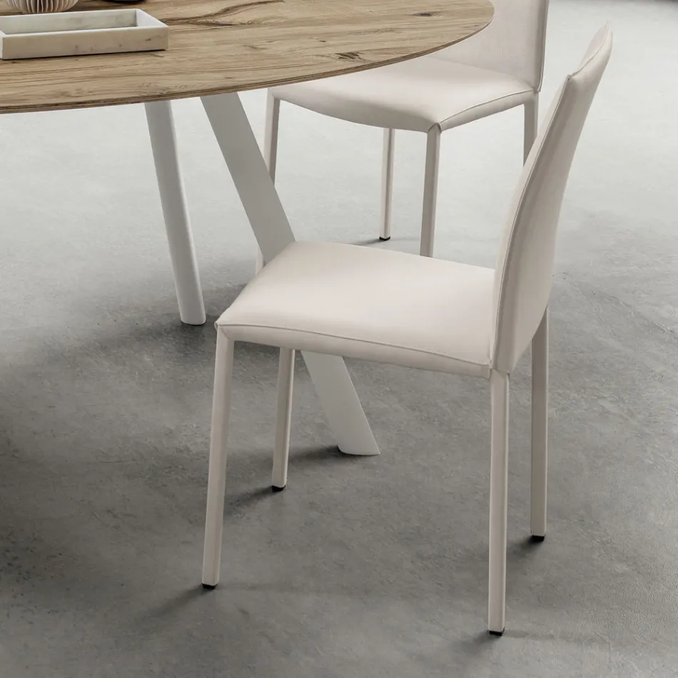Kitchen Chair Entirely Upholstered in Eco-Leather Made in Italy, 2 Pieces - Maria Viadurini